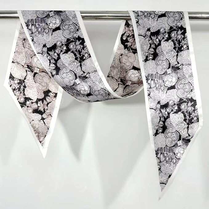 100% Mulberry Silk Ribbon Scarf for Hair Beach Head Wraps for Women Handbag accessories Necktie