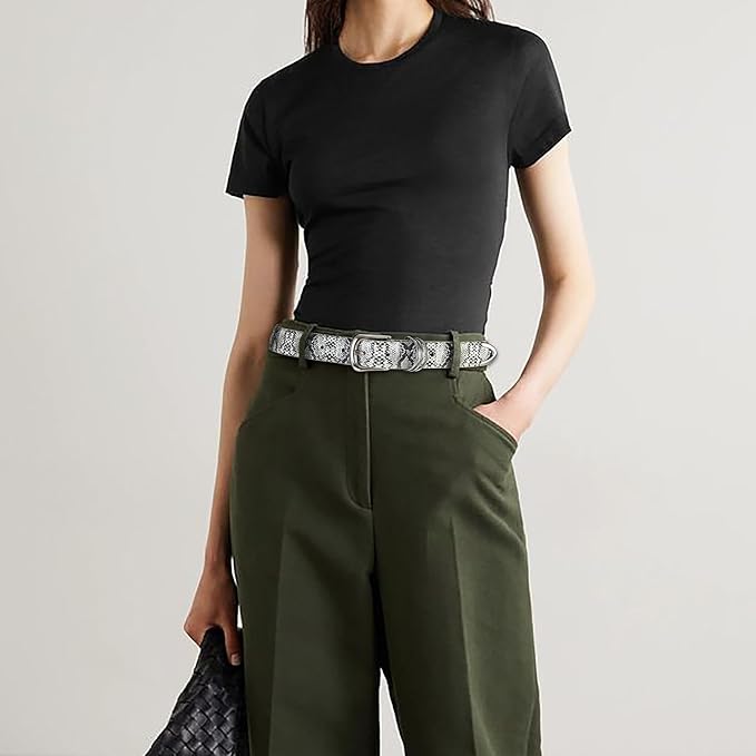 Women's Leather Belts with Gold Buckle Fashion Leather Waist Belt Elegant Ladies Belts for Jeans Dress & Casual Wear