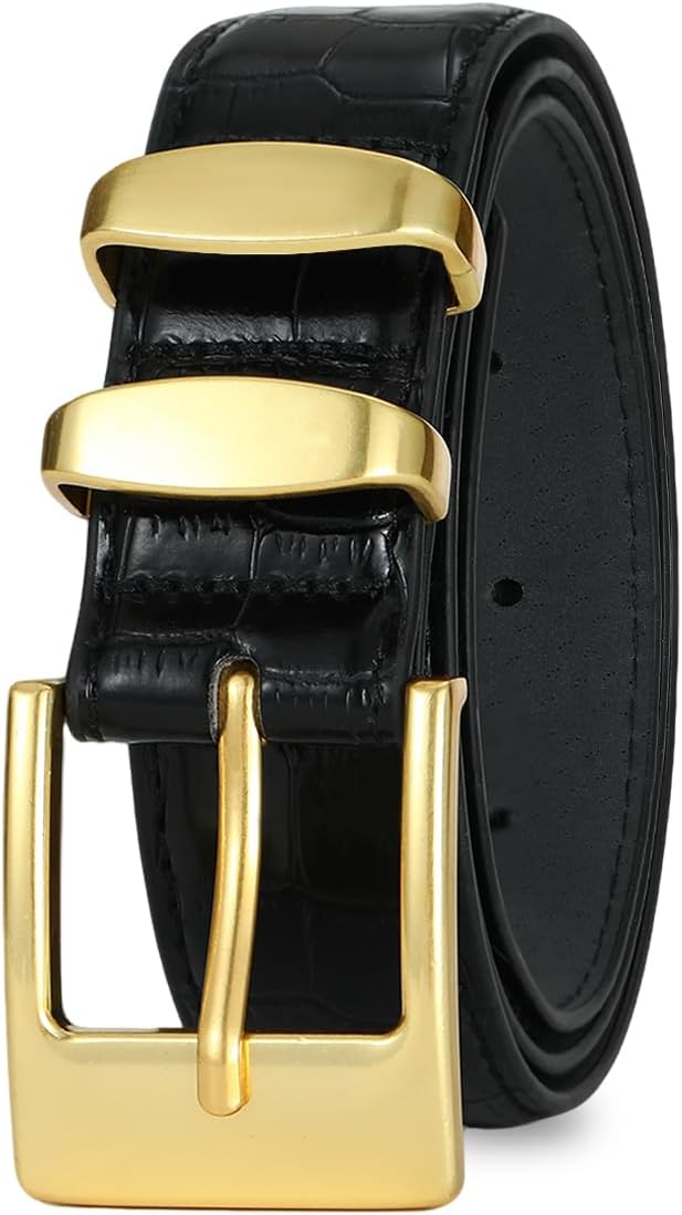 Women's Belt Fashion Buckle Premium Synthetic Leather Ladie Belts for Jeans Minimalist Design Gifts for Women