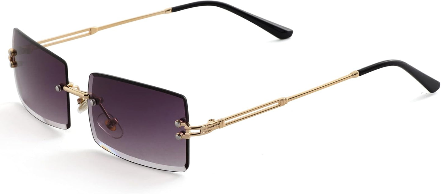 Kursan Frameless Rectangle Sunglasses for Men Women Small Rimless Sun Glasses Shades UV400 Protection