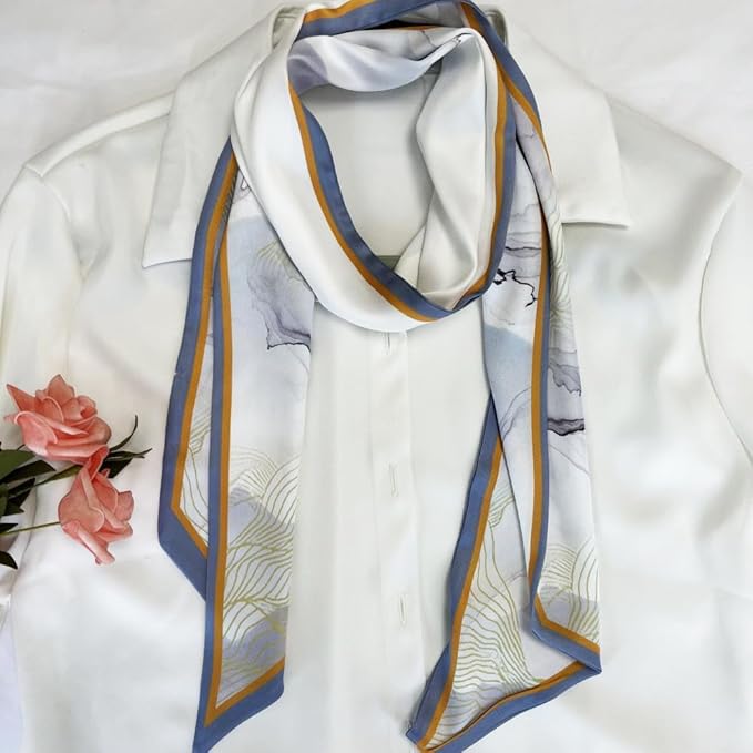 Silk Head Scarf for Hair Fashion Headwrap for Women Lightweight Neck Tie