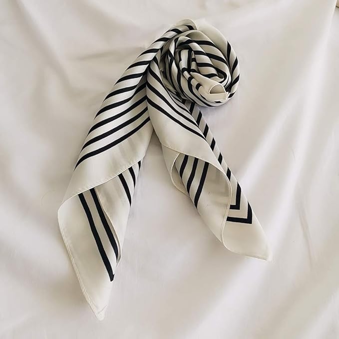 FONYVE Silk Feeling Scarf Medium Square Satin Head Scarf for Women 27.5 × 27.5 inches