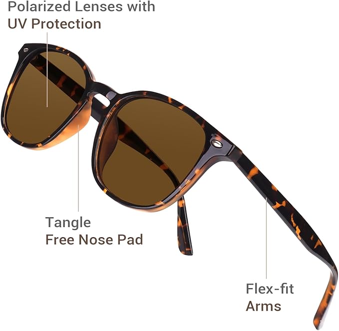 DrRelax Retro Sunglasses Womens Trendy Round Polarized Shades Sun Glasses