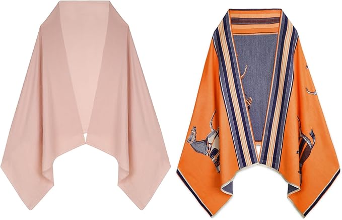 EXTREE Scarfs for Women Pashmina Silky Shawl Wrap for Evening Dressing Blanket Open Front Poncho Cape
