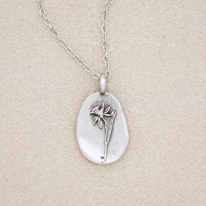 LISA LEONARD DESIGNS Pewter Birth Flower Pendant Necklace Minimalist Jewelry Necklaces For Women Gift For Her Dainty Necklaces