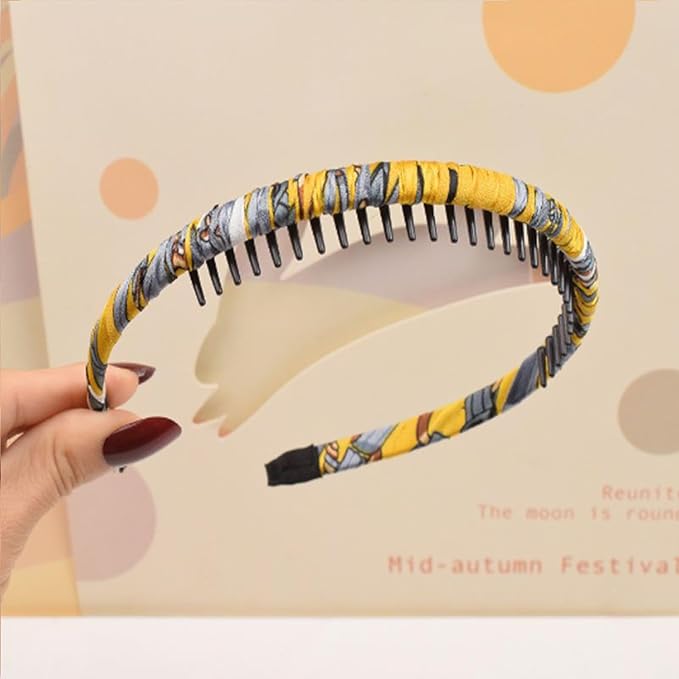 6PCS Headband With Teeth,Comb Hairbands,Different Floral and Solid Color,Non Slip HairBands,Resin Hair Accessories,for Daily Life,Office Working,Party,Wash Face,Gift,Tidy Up Hair