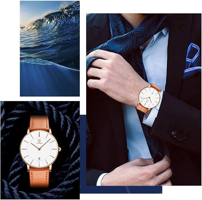 BEN NEVIS Watch, Mens Watch, Minimalist Fashion Simple Wrist Watch Analog Date with Leather Strap