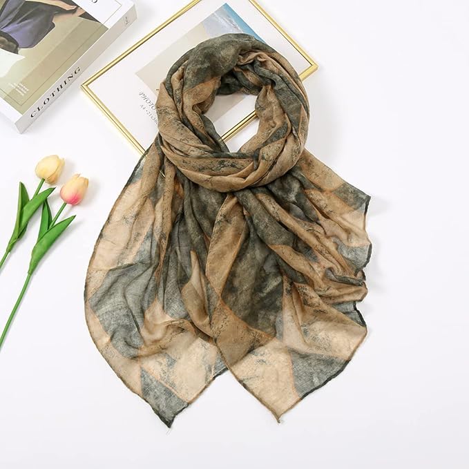 YOUR SMILE Ladies/Women's Lightweight Floral Print/Solid Color mixture Shawl Scarf For Spring Summer season