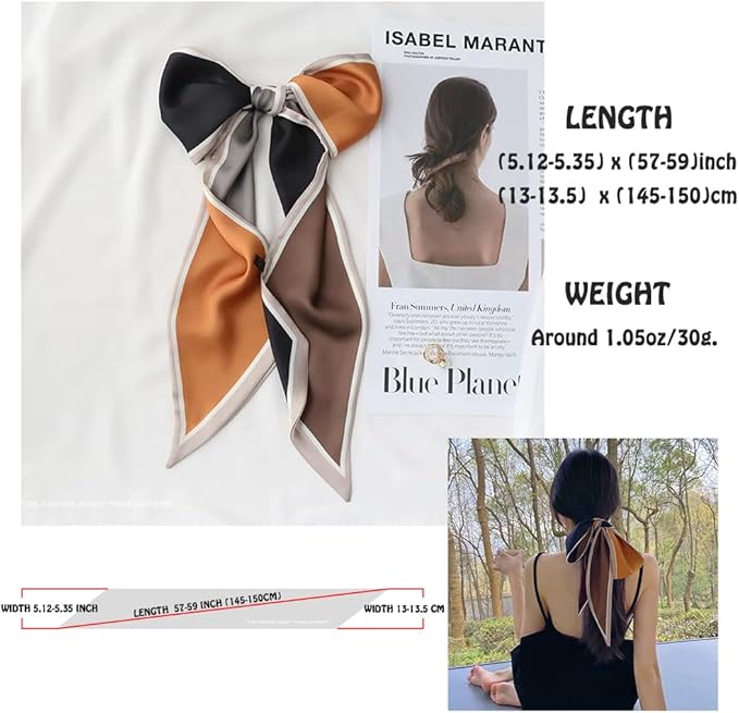 Livrerpi Silk Feeling Head Scarf Fashion Satin Hair Scarf Square Long Scarves for Women Gifts