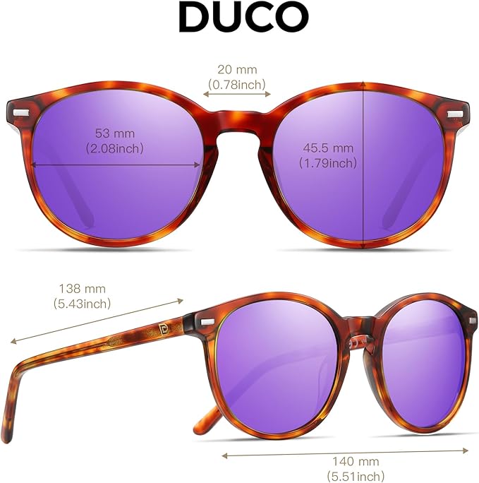 DUCO Polarized Sunglasses for Women Retro Round Women's Sunglasses Classic Vintage UV400 Shades DC1230