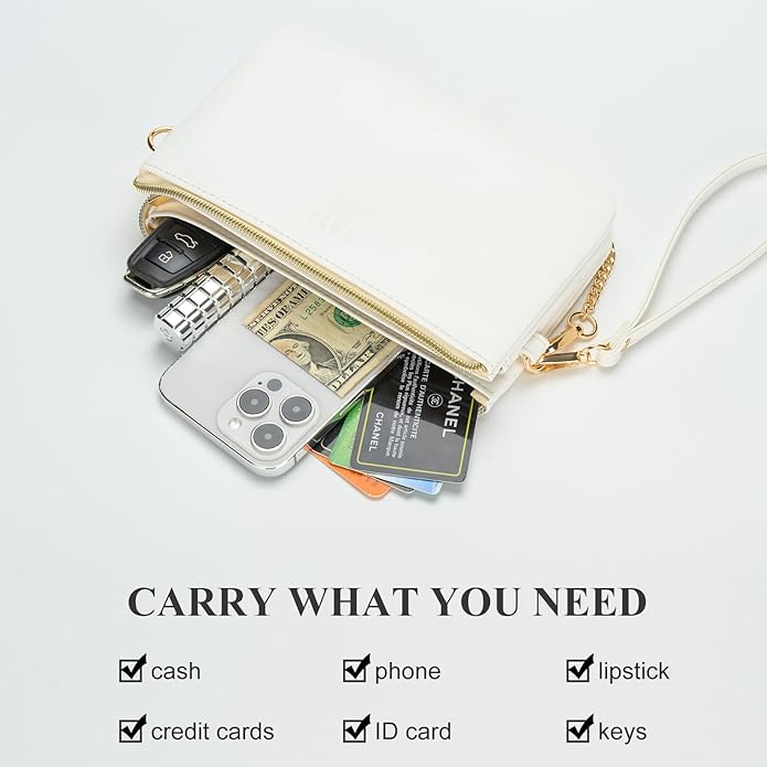 Wristlet Purses for Women, Vegan Leather Crossbody Evening Zip Clutch Bag with Strap | Vegan Leather, Evening, Zip, with Strap