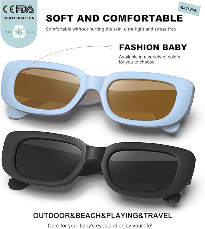 Retro Rectangle Kids Sunglasses 90’s Vintage Fashion Narrow Square Frame Glasses Shades for Girls Boys UV Protection