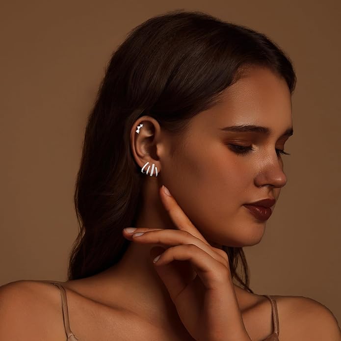 IMBOS Earrings for Women Trendy 14K Gold Stud Earrings Claw Earring Dainty Simple Minimalist Gold Earring Hypoallergenic Jewelry for Women Gifts