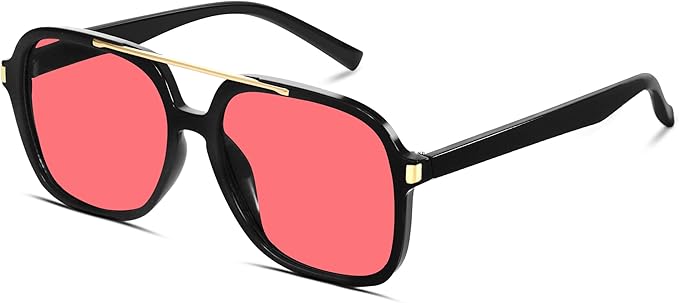 Retro Aviator Sunglasses for Women Men 2026 Square Top Bar Sun Glasses Sunnies 70s Lightweight Shades