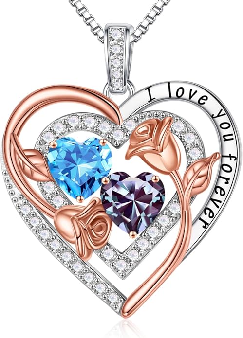 Iefil Mothers Day Gifts for Wife - Sterling Silver Birthstone Necklace Birthday Gifts for Her Wife