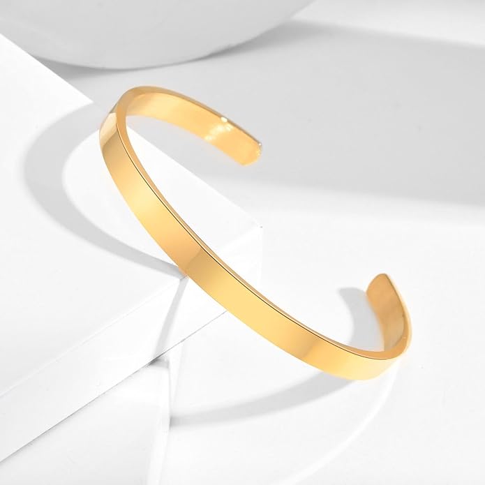 MEALGUET Stainless Steel Mens Cuff Bracelet : Minimal Cool Silver/Black/Gold Plated Open Metal Cuff Bangle Bracelets for Men,Mens Bracelet Jewelry Gift
