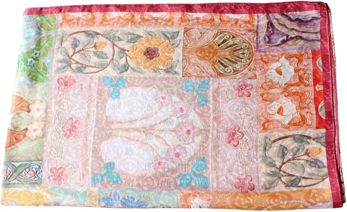100% Mulberry Silk Scarfs for Women Floral Print Satin Long Scarf for Headscarf Hair Wraps Shawl with Gift Packed