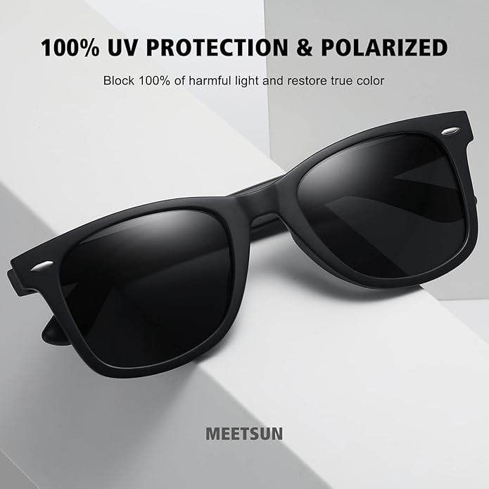 MEETSUN Retro Polarized Sunglasses for Women Men Classic Mirror Lens Driving Trendy Sun Glasses UV Protection (3 Pack)