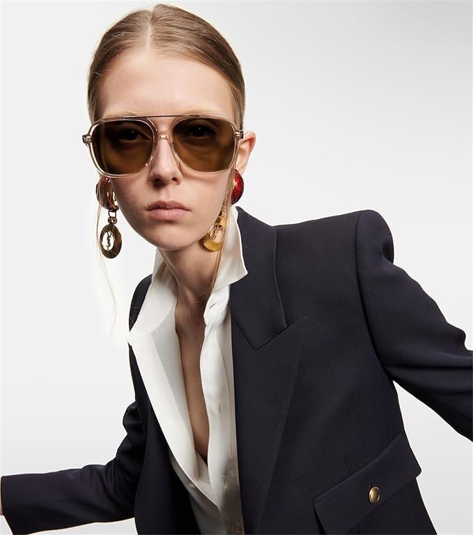 Retro Aviator Sunglasses for Women Men 2026 Square Top Bar Sun Glasses Sunnies 70s Lightweight Shades