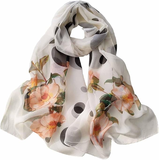 Pokeedioty Scarfs for Women Lightweight Fashion Scarves Elegant Floral Pattern Sheer Scarfs Sunscreen Shawls Wraps