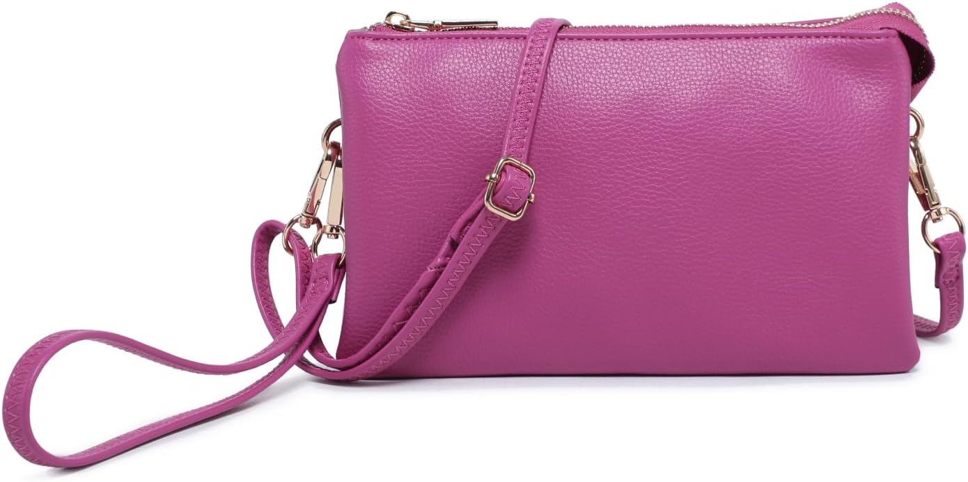JEN & CO. Riley Small Crossbody Bags for Women Vegan Leather Wristlet Clutch Wallet Purses Handbags with 2 Straps