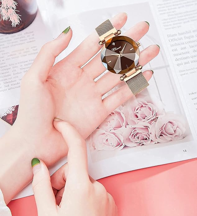 Fashion Watches for Women Rose Gold Stainless Steel Mesh Band Watch Elegant Ladies Gifts Waterproof Wrist Watch