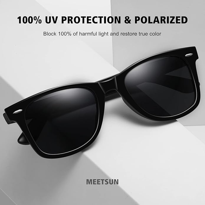 MEETSUN Retro Polarized Sunglasses for Women Men Classic Mirror Lens Driving Trendy Sun Glasses UV Protection (3 Pack)