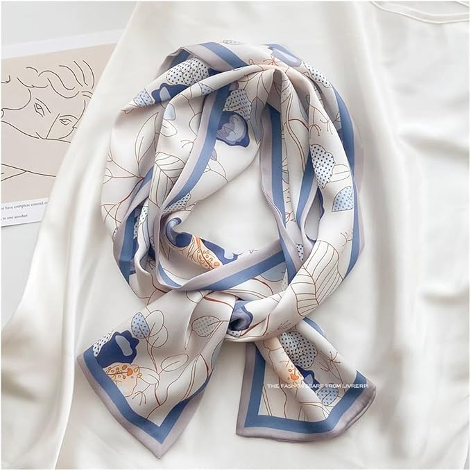 Livrerpi Silk Feeling Head Scarf Fashion Satin Hair Scarf Square Long Scarves for Women Gifts