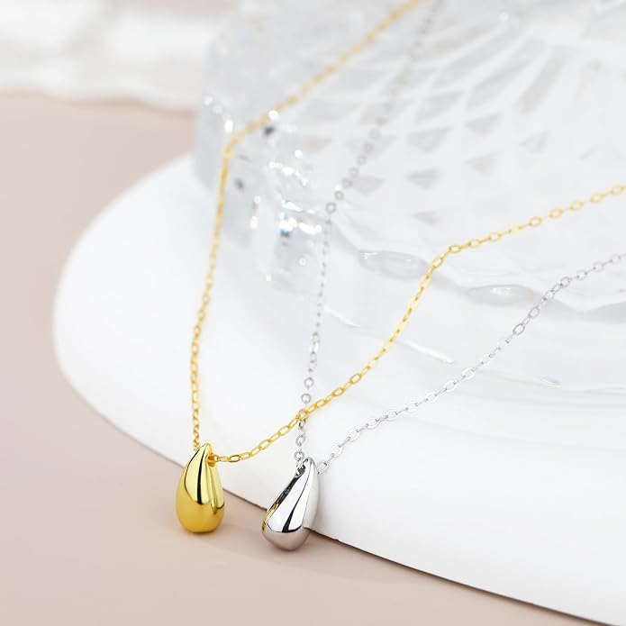 EVEYE S925 Sterling Silver Necklace For Women, Teardrop Pendant Necklaces, Pear Pendant Necklace Jewelry Minimalist style Gift