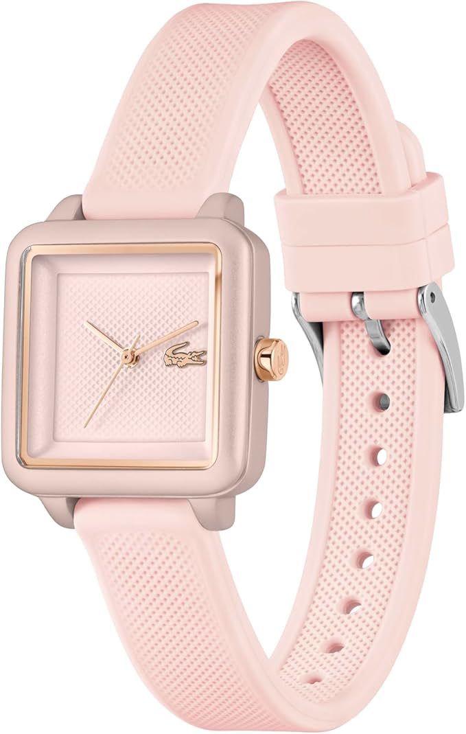 Lacoste.12.12 Flow Women's 3H Quartz Watch - Slim Silicone Strap - Square Case - Water Resistant up to 3ATM/30 Meters - Minimalist Elegance for Her - 26mm