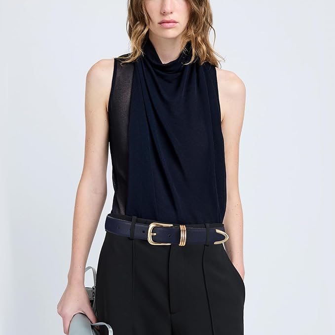 Women's Leather Belts with Gold Buckle Fashion Leather Waist Belt Elegant Ladies Belts for Jeans Dress & Casual Wear