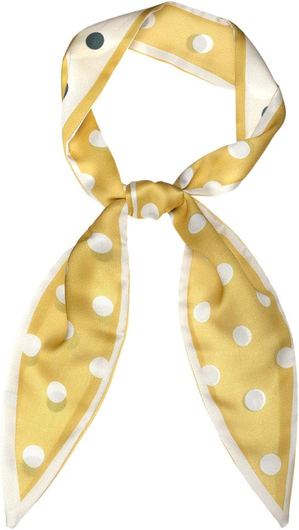 Allegra K Chic Polka Dots Women Neckerchief Skinny Scarves Hair Band Ribbon for Bag Accessory