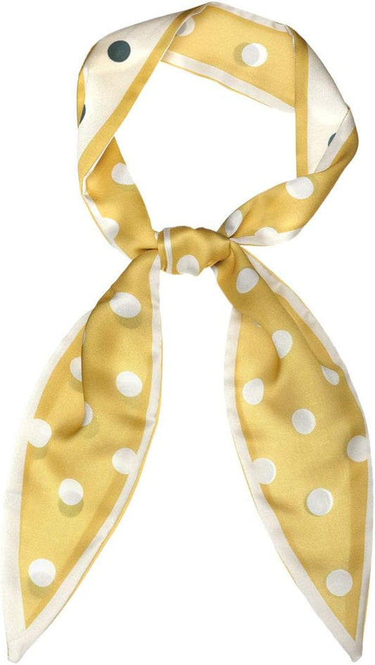 Allegra K Chic Polka Dots Women Neckerchief Skinny Scarves Hair Band Ribbon for Bag Accessory