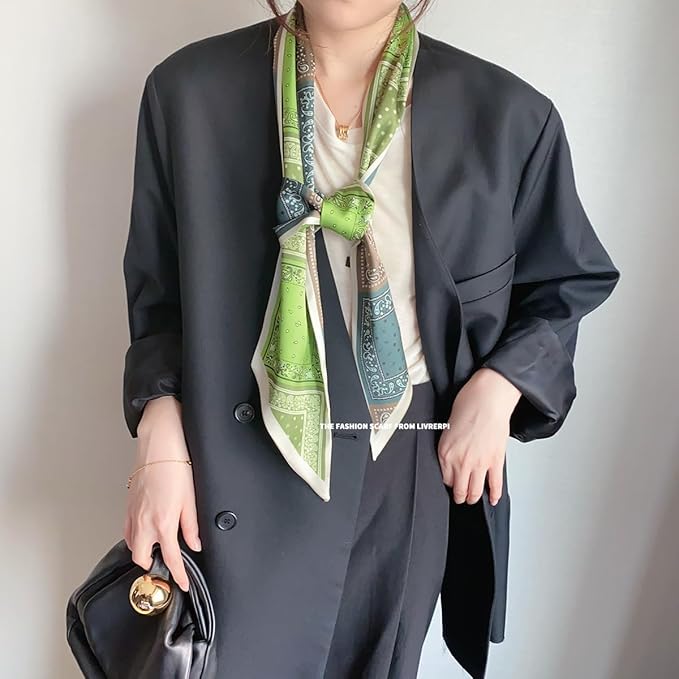 Livrerpi Silk Feeling Head Scarf Fashion Satin Hair Scarf Square Long Scarves for Women Gifts