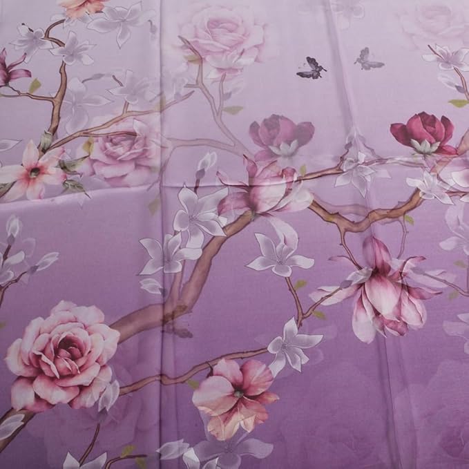 100% Mulberry Silk Women's Neck Silk Scarf-Lightweight Shawl,FLoral Print Beach Silk Wrap-Scarves for Photography