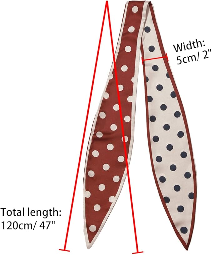 Allegra K Chic Polka Dots Women Neckerchief Skinny Scarves Hair Band Ribbon for Bag Accessory
