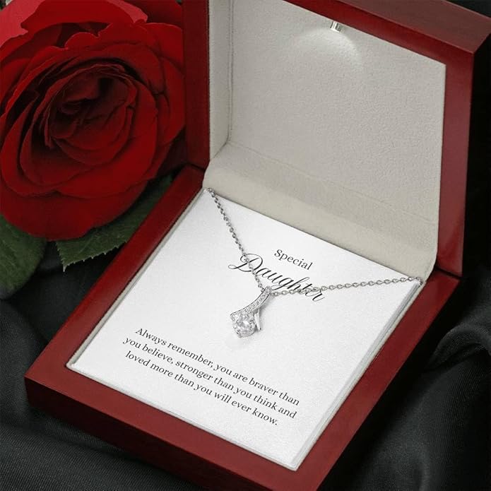 VIRAGIL To My Daughter Gift Necklace From Dad or Mom - Badass Daughter Jewelry With Heartfelt Message & Elegant Box