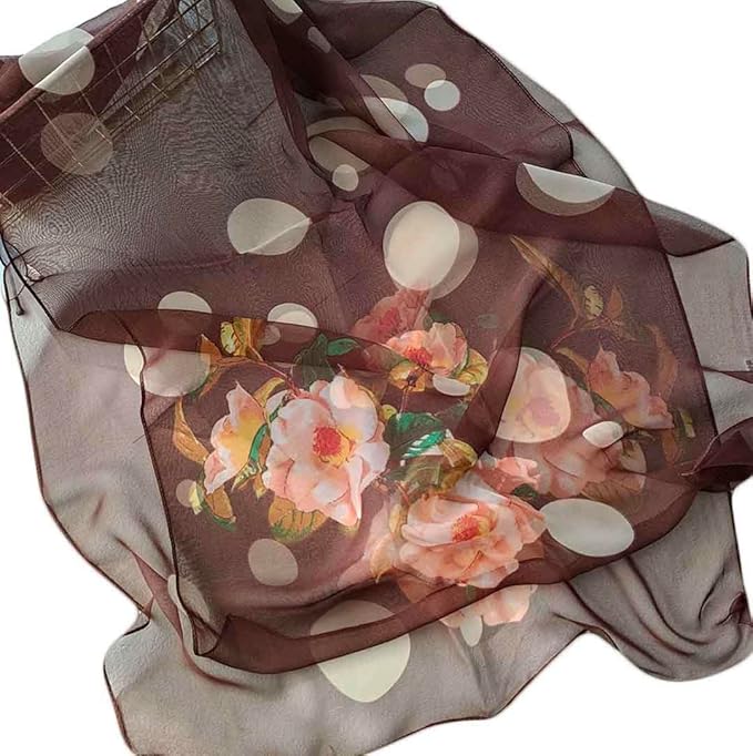 Pokeedioty Scarfs for Women Lightweight Fashion Scarves Elegant Floral Pattern Sheer Scarfs Sunscreen Shawls Wraps
