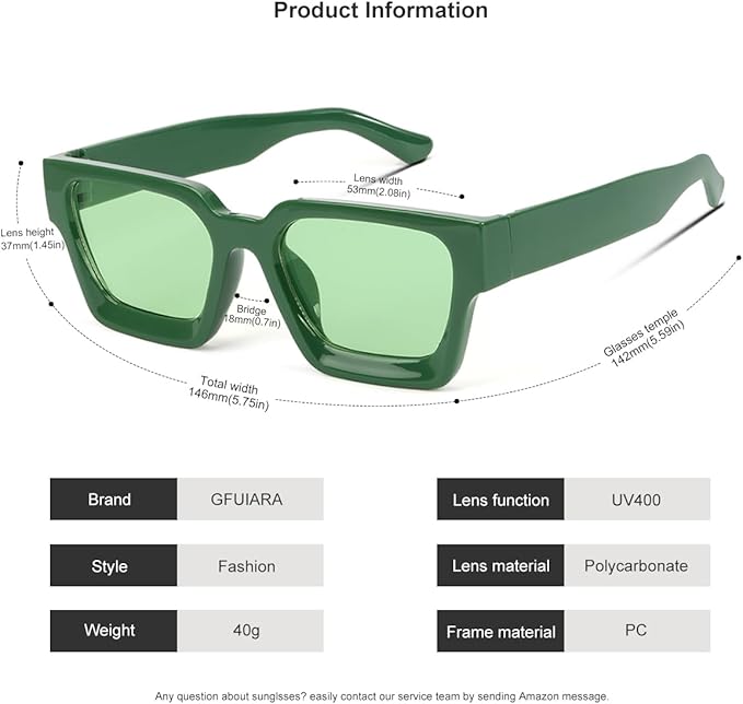 Trendy Square Sunglasses for Men Women Fashion Thick Rectangle Sun Glasses UV Protection Shades Designer Style
