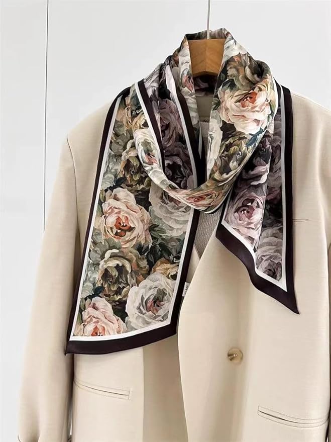 100% Mulberry Silk Ribbon Scarf for Hair Beach Head Wraps for Women Handbag accessories Necktie
