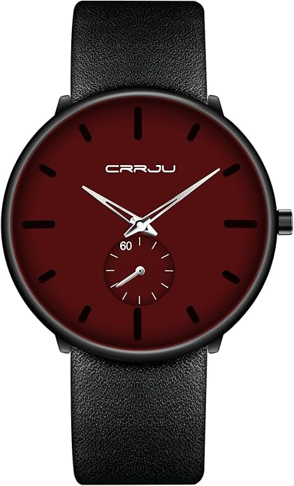 Mens Watches Ultra-Thin Minimalist Waterproof-Fashion Wrist Watch for Men Unisex Dress with Leather Band