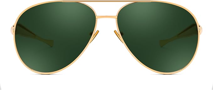 FEISEDY Oversized Aviator Sunglasses Women Men - Retro Gold Metal Chunky Frame, UV400 for Driving & Daily Wear B0311