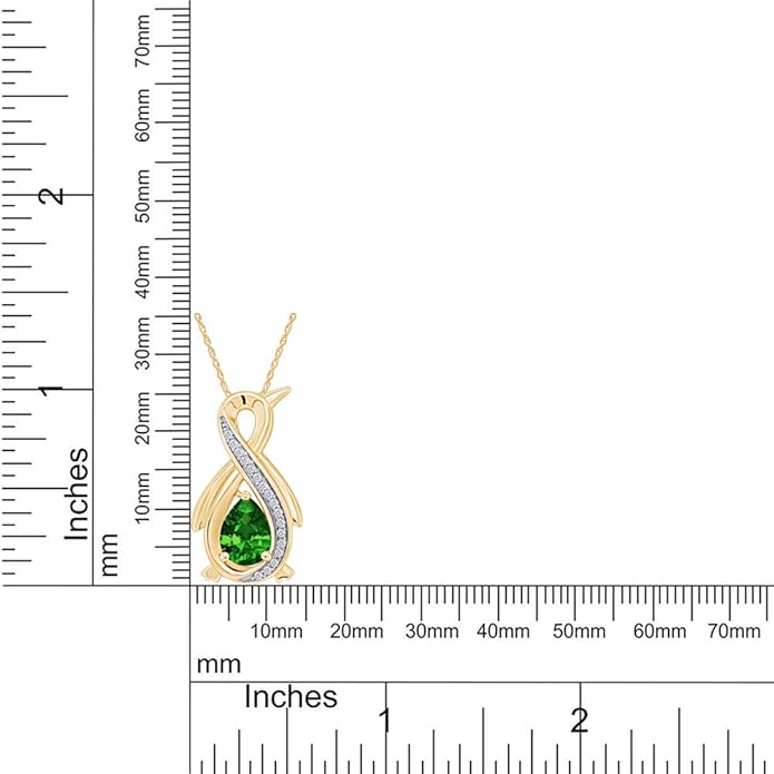 Infinity Penguin Pendant Necklace for Women, 14K Gold Over Sterling Silver with Pear & Round Cut Simulated Birthstone & White Diamond Accents, Dainty Animal Jewelry Gift with 18" Chain