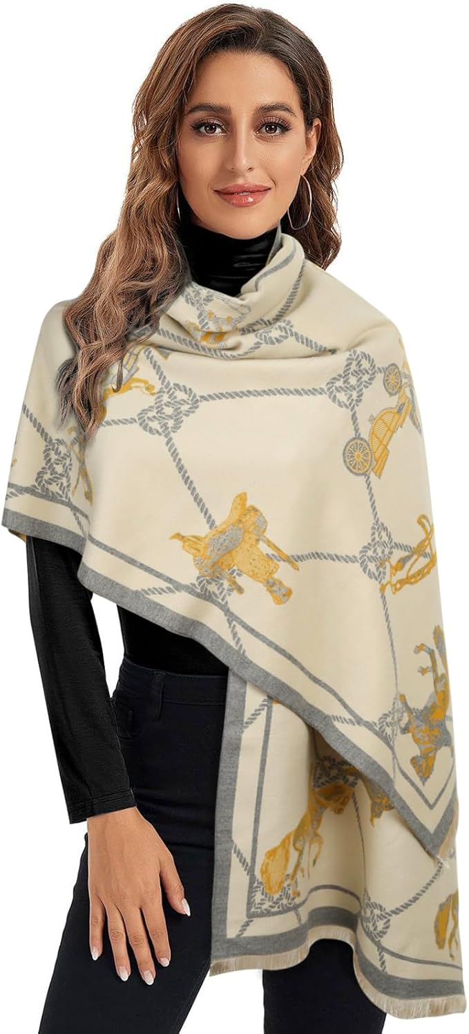 EXTREE Scarfs for Women Pashmina Silky Shawl Wrap for Evening Dressing Blanket Open Front Poncho Cape