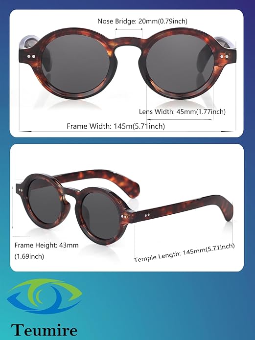 Trendy Round Polarized Sunglasses for Men Women Chunky Hippie Costume Sun Glasses 90s Circle Retro Style