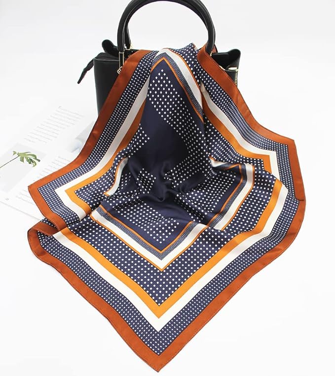 ANDANTINO 100% Real Mulberry Silk Scarf -21'' x 21''- Lightweight Neckerchief –Women Men Small Square Digital Printed Scarves
