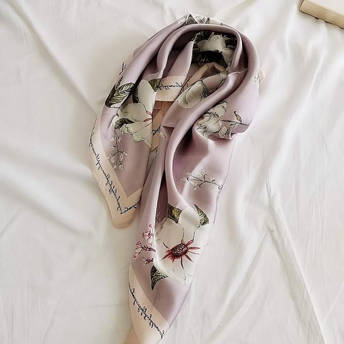 FONYVE Silk Feeling Scarf Medium Square Satin Head Scarf for Women 27.5 × 27.5 inches