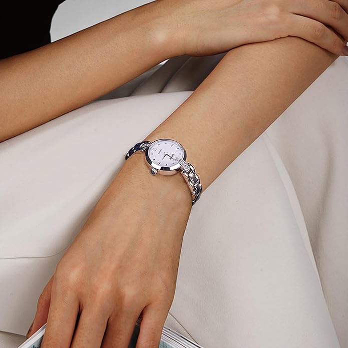 GeYa Silver Watch for Women Elegant Dressy Watch, Dainty Diamond Dial Stainless Steel Bracelet, Japanese Quartz Movement, 5ATM Water Resistant, Ideal for Petite Wrist, Gift Ready