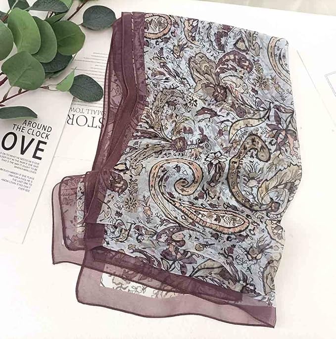 Pokeedioty Scarfs for Women Lightweight Scarves Elegant Floral Pattern Sheer Scarfs Shawls Wraps