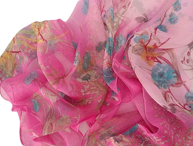 Pokeedioty Scarfs for Women Lightweight Scarves Elegant Floral Pattern Sheer Scarfs Shawls Wraps